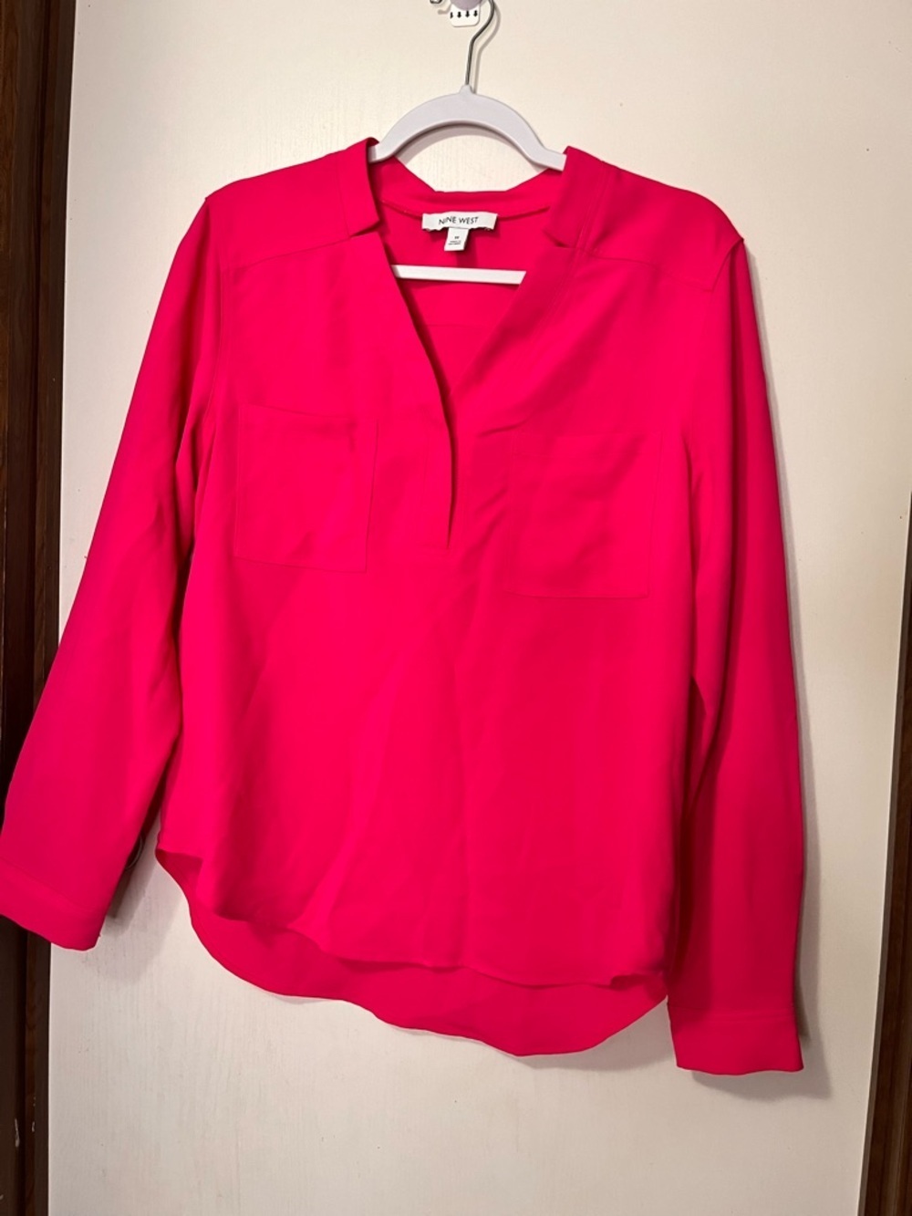 Nine West Vibrant Hot Pink Button-Down Shirt